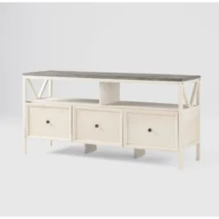 Farmhouse 3 Drawer Wood TV Stand For TVs Up To 65" - Saracina Home -Home Furniture Shop GUEST 0072dd60 ce7c 4443 ae39 8934a2c1febb