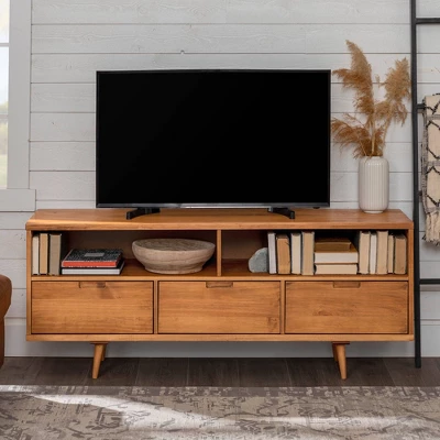 Cara Mid-Century Modern 3 Drawer TV Stand For TVs Up To 65" - Saracina Home 14 Cara Mid-Century Modern 3 Drawer TV Stand For TVs Up To 65" - Saracina Home - Image 12