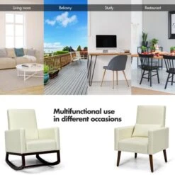Tangkula 2-in-1 Upholstered Rocking Chair With Wood Leg & Pillow Relax Sofa Chair Light Grey/Beige/Dark Gray -Home Furniture Shop GUEST 063d47aa 120b 44ab ab92 f371f567685f