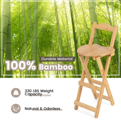 Costway Set Of 4 Bamboo Folding Barstools Counter Height Dining Chairs Installation Free 7 Costway Set Of 4 Bamboo Folding Barstools Counter Height Dining Chairs Installation Free - Image 5