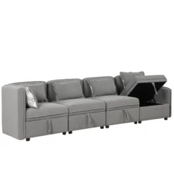 122.8" Minimalist Convertible Modular Sofa, Upholstered Sectional Sofa Couch With 5 Pillows-ModernLuxe -Home Furniture Shop GUEST 0b88129f dce1 47fc 9ec4 c57992a409e8