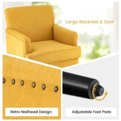 Tangkula Set Of 2 Modern Accent Chair Upholstered Sofa Chair W/ Rubber Wood Legs Yellow -Home Furniture Shop GUEST 0d001da3 7e9d 43a7 82e1 6d3e2916838f