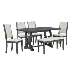 6 PCS Retro Dining Set With Unique-designed Table And Upholstered Chair-ModernLuxe -Home Furniture Shop GUEST 144b2e82 beff 4f59 aab3 7cc9f823a4d3