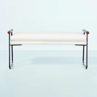 Cushioned Metal & Wood Bench - Cream/Black - Hearth & Hand™ With Magnolia 4 Cushioned Metal & Wood Bench - Cream/Black - Hearth & Hand™ With Magnolia - Image 2