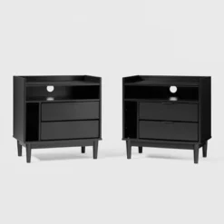 2pk Mid-Century Modern Solid Wood 2 Drawer Storage Nightstands - Saracina Home -Home Furniture Shop GUEST 1f73b353 865e 4131 a376 6364f0459882