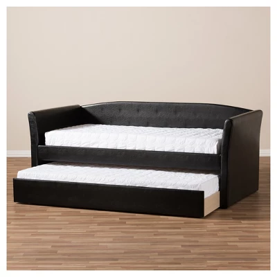 Twin Camino Modern And Contemporary Faux Leather Upholstered Daybed With Guest Trundle Bed - Baxton Studio 5 Twin Camino Modern And Contemporary Faux Leather Upholstered Daybed With Guest Trundle Bed - Baxton Studio - Image 3
