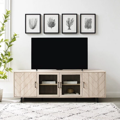 Vik Modern Boho 4 Door Herringbone TV Stand For TVs Up To 80" - Saracina Home 3 Vik Modern Boho 4 Door Herringbone TV Stand For TVs Up To 80" - Saracina Home