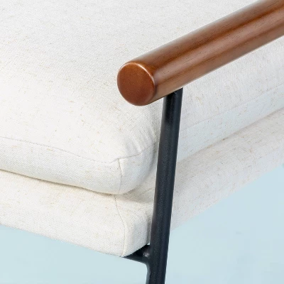 Cushioned Metal & Wood Bench - Cream/Black - Hearth & Hand™ With Magnolia 5 Cushioned Metal & Wood Bench - Cream/Black - Hearth & Hand™ With Magnolia - Image 3