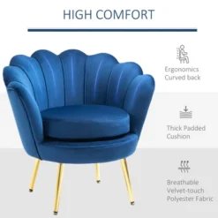 HomCom Elegant Velvet Upholstered Accent Leisure Club Chair With Gold Metal Legs -Home Furniture Shop GUEST 36821f06 031a 4cfd 8ad6 b397a37162c9
