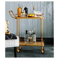 Metal, Wood, And Leather Bar Cart - Gold - Threshold™ -Home Furniture Shop GUEST 3940ea51 5dbd 496d adf0 a33ee04f6d3f
