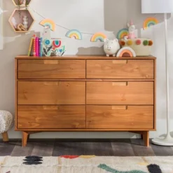 Mid-Century Modern Groove Wood 6 Drawer Dresser - Saracina Home -Home Furniture Shop GUEST 3d447677 be9f 4732 b071 4ec0db1c971f