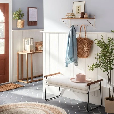 24" Wood & Brass Wall Shelf With Hooks - Hearth & Hand™ With Magnolia 3 24" Wood & Brass Wall Shelf With Hooks - Hearth & Hand™ With Magnolia