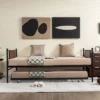 Costway Twin 2-In-1 Daybed Frame With Trundle Bed Set Steel Platform Sofa Bed Black