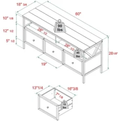 Farmhouse 3 Drawer Wood TV Stand For TVs Up To 65" - Saracina Home -Home Furniture Shop GUEST 40d5f612 f4e7 48b3 8586 affcd4996633