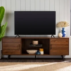 2 Door Mid-Century Modern Wood Storage TV Stand For TVs Up To 80" - Saracina Home -Home Furniture Shop GUEST 474e4bb8 d0cb 4809 ba15 d0ecb3aa5ec4