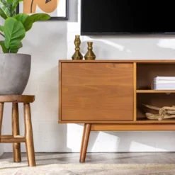 Solid Wood Mid-Century Modern TV Stand For TVs Up To 65" - Saracina Home -Home Furniture Shop GUEST 4afdac7b ce07 40a9 92de c6ef5784b45e