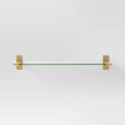 18" Glass And Brass Shelf Gold - Threshold™ 4 18" Glass And Brass Shelf Gold - Threshold™ - Image 2