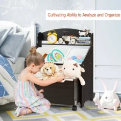 Costway Kids Wooden Toy Storage Unit Organizer W/Rolling Toy Box & Plastic Bins NaturalEspresso 15 Costway Kids Wooden Toy Storage Unit Organizer W/Rolling Toy Box & Plastic Bins NaturalEspresso -Home Furniture Shop GUEST 4fc34305 9481 40cd bed5 35dcd736d6c9