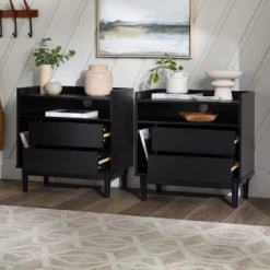 2pk Mid-Century Modern Solid Wood 2 Drawer Storage Nightstands - Saracina Home -Home Furniture Shop GUEST 559c5ca6 af7e 4136 9a5f 989a82141900