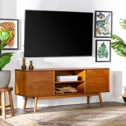 Solid Wood Mid-Century Modern TV Stand For TVs Up To 65" - Saracina Home -Home Furniture Shop GUEST 55d038af 42a5 438d 8b74 91f0ac9cc7f7
