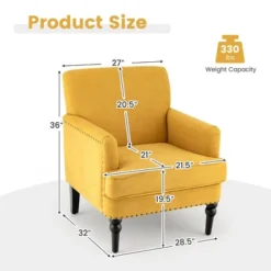 Tangkula Set Of 2 Modern Accent Chair Upholstered Sofa Chair W/ Rubber Wood Legs Yellow -Home Furniture Shop GUEST 59a0fbbd c8d4 4381 9b84 49c42ed1e4f6