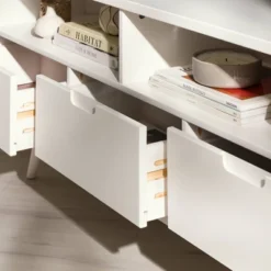 Cara Mid-Century Modern 3 Drawer Corner TV Stand For TVs Up To 58" - Saracina Home -Home Furniture Shop GUEST 59f86cf1 f206 400e beed adf45df367ac