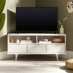 Cara Mid-Century Modern 3 Drawer Corner TV Stand For TVs Up To 58" - Saracina Home -Home Furniture Shop GUEST 5a91e93e d508 4e72 9f59 32f14f024c2a