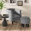 Costway Modern Accent Chair With Ottoman Armchair Barrel Sofa Chair With Footrest Grey -Home Furniture Shop GUEST 5d94ef8f bb9c 4640 84d8 b5ab23862a89