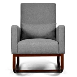 Tangkula 2-in-1 Upholstered Rocking Chair With Wood Leg & Pillow Relax Sofa Chair Light Grey/Beige/Dark Gray -Home Furniture Shop GUEST 5f5218cd e5cc 4a7a 8198 e10601212c46