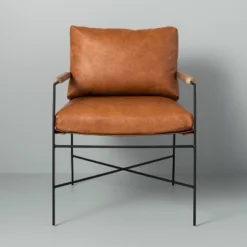 Faux Leather & Metal Accent Chair - Black/Brown - Hearth & Hand™ With Magnolia -Home Furniture Shop GUEST 629fb752 0742 4c8b 84ec d82e74f05714