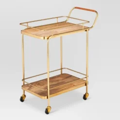 Metal, Wood, And Leather Bar Cart - Gold - Threshold™ -Home Furniture Shop GUEST 63d965bb b034 43cc b2af e01cf6536a7f