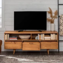 Cara Mid-Century Modern 3 Drawer TV Stand For TVs Up To 65" - Saracina Home 33 Cara Mid-Century Modern 3 Drawer TV Stand For TVs Up To 65" - Saracina Home -Home Furniture Shop GUEST 6406604d 1ec4 4548 a085 d7d44d4bfcce