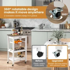 Costway Compact Kitchen Island Cart Rolling Service Trolley With Stainless Steel Top Basket -Home Furniture Shop GUEST 65c0c9bb 50c6 4b23 bffd 4f1388a1e634