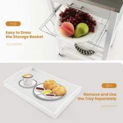 Costway Compact Kitchen Island Cart Rolling Service Trolley With Stainless Steel Top Basket -Home Furniture Shop GUEST 6d12b3d7 0480 4e1e bf51 084fc2612c3c