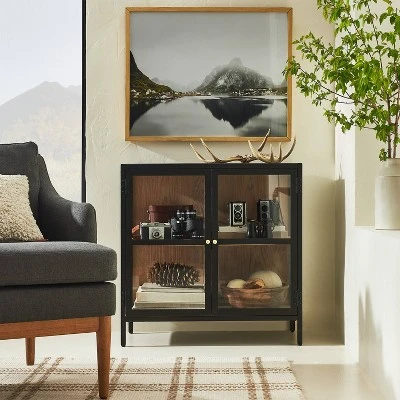 30" Crystal Cove Glass Cabinet Black - Threshold™ Designed With Studio McGee 3 30" Crystal Cove Glass Cabinet Black - Threshold™ Designed With Studio McGee