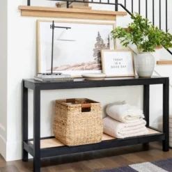 Console Table With Woven Rattan Shelf Black - Threshold™ Designed With Studio McGee 18 Console Table With Woven Rattan Shelf Black - Threshold™ Designed With Studio McGee -Home Furniture Shop GUEST 6e7f68b7 50c5 44c5 965d a4d52aa919cd