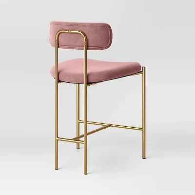 Orion Luxe Backed Counter Height Barstool With Brass Legs Blush Velvet - Threshold™ 5 Orion Luxe Backed Counter Height Barstool With Brass Legs Blush Velvet - Threshold™ - Image 3