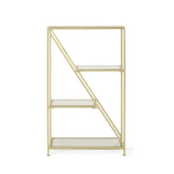 Kokesh Modern Glam Tempered Glass 3 Shelf Asymmetrical Bookcase Gold - Christopher Knight Home 12 Kokesh Modern Glam Tempered Glass 3 Shelf Asymmetrical Bookcase Gold - Christopher Knight Home -Home Furniture Shop GUEST 76aac0ad 62b1 4356 b049 86166c87825f