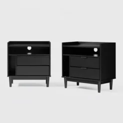 2pk Mid-Century Modern Solid Wood 2 Drawer Storage Nightstands - Saracina Home -Home Furniture Shop GUEST 7ec02fdf f38c 4ef2 8a65 1390845091ae