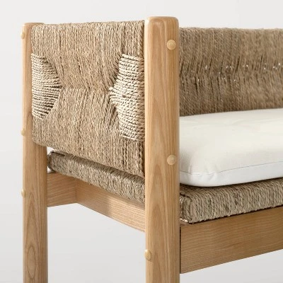 Elden Wood Bench With Woven Back And Loose Cushion Seat - Threshold™ Designed With Studio McGee 6 Elden Wood Bench With Woven Back And Loose Cushion Seat - Threshold™ Designed With Studio McGee - Image 4