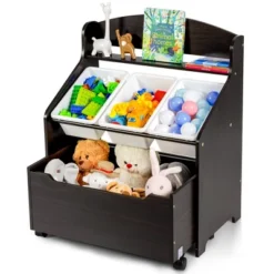 Costway Kids Wooden Toy Storage Unit Organizer W/Rolling Toy Box & Plastic Bins NaturalEspresso 22 Costway Kids Wooden Toy Storage Unit Organizer W/Rolling Toy Box & Plastic Bins NaturalEspresso -Home Furniture Shop GUEST 80f5cdc8 b56c 40a6 9518 1678a6f77403