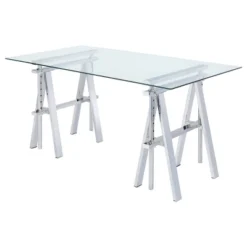 Statham Glass Top Adjustable Sawhorse Standing Desk Chrome - Coaster 11 Statham Glass Top Adjustable Sawhorse Standing Desk Chrome - Coaster -Home Furniture Shop GUEST 8f725f4c e81e 4aac bcc9 d29262a38211