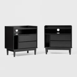 2pk Mid-Century Modern Solid Wood 2 Drawer Storage Nightstands - Saracina Home -Home Furniture Shop GUEST 90b51515 663a 4264 a749 f3758d2e0dcf