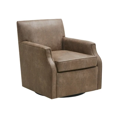Glaser Faux Leather Swivel Chair Brown - Madison Park 4 Glaser Faux Leather Swivel Chair Brown - Madison Park - Image 2