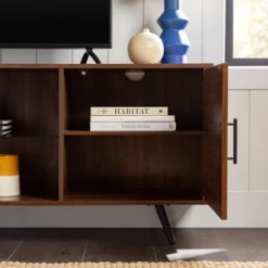 2 Door Mid-Century Modern Wood Storage TV Stand For TVs Up To 80" - Saracina Home -Home Furniture Shop GUEST 910fe446 d949 4eab 8f55 84b563e374b2