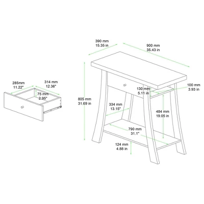 Herman Wood 1 Drawer Console Table - Baxton Studio 11 Herman Wood 1 Drawer Console Table - Baxton Studio - Image 9