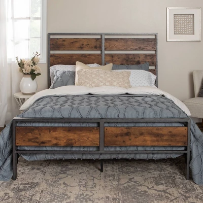 Queen Urban Chic Metal And Wood Plank Bed Brown - Saracina Home 9 Queen Urban Chic Metal And Wood Plank Bed Brown - Saracina Home - Image 7