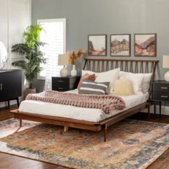Boho Solid Wood Spindle Platform Bed - Saracina Home -Home Furniture Shop GUEST a59e04b0 9472 44a4 aa47 43be053d19eb