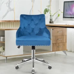 Tangkula Velvet Desk Chair Upholstered 360°Swivel Height Adjustable Rolling Office Chair For Office Bedroom Living Room -Home Furniture Shop GUEST a867090d c5e7 46a7 b203 9413c5456318