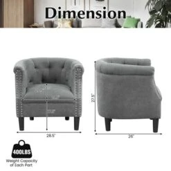 Costway Modern Accent Chair With Ottoman Armchair Barrel Sofa Chair With Footrest Grey 12 Costway Modern Accent Chair With Ottoman Armchair Barrel Sofa Chair With Footrest Grey -Home Furniture Shop GUEST ab16d52c 605c 4b4c af7a 34168f16f64b